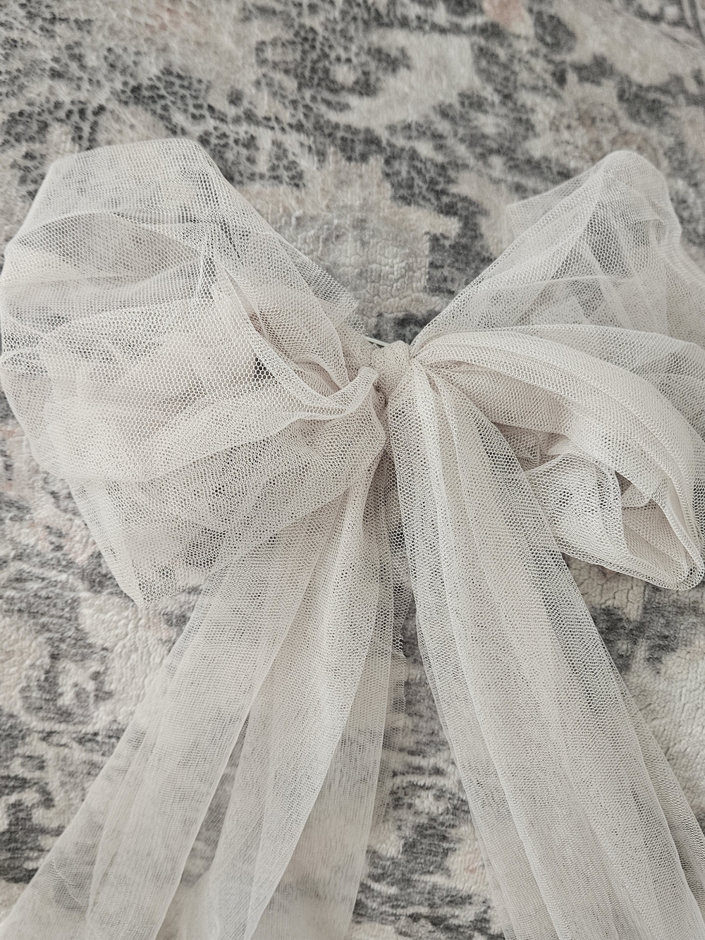 Elegant Cream Tulle Bow, For Hair